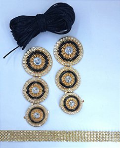 Kit Cabedal Mandala em metal - preto