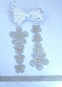Kit Cabedal em Feltro Flores - Branco