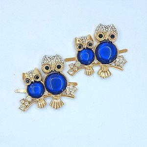 Cabedal Coruja Mãe e filha - Azul royal