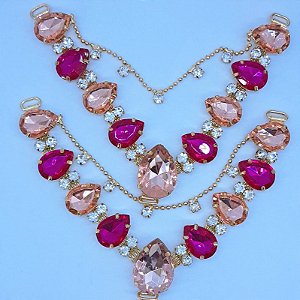 Cabedal em V Gotas Rosa BB com Pink