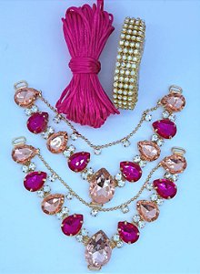 Kit Cabedal Gotas rosa bb com pink