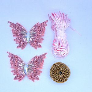Kit cabedal em feltro Borboletas ao Sol - Rosa bb