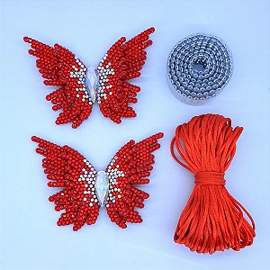 Kit cabedal em feltro borboleta Sol - Vermelho