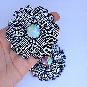 Cabedal em feltro Pétalas de Encanto - Preto com cristal