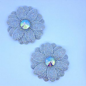 Cabedal em feltro Pétalas de Encanto - Branco com cristal