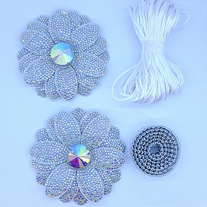 Kit Cabedal em Feltro Pétalas de Encanto - Branco com cristal