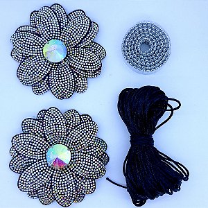 Kit Cabedal em Feltro Pétalas de Encanto - Preto com furtacor