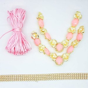 Kit Cabedal banhado Violeta - rosa claro