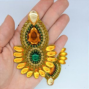 Cabedal em feltro cocar - amarelo