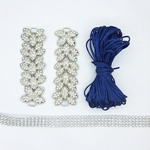 Kit cabedal lateral folhagem - prata