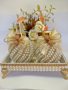 Kit Lavabo luxo  home sprey Aspiral de pérolas