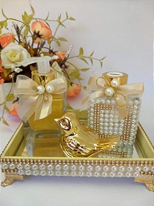 Kit lavabo cubo 100 ml com passarinho e bandeja