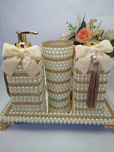 Kit Lavabo completo com bandeja e porta escova