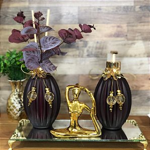 Kit lavabo luxo vidro cacau com yoga