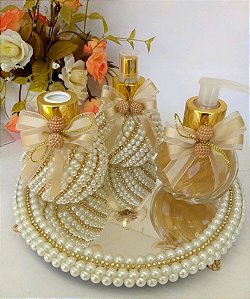 Kit lavabo redondo com três vidros