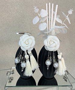 Kit lavabo preto com bandeja