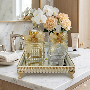 Kit Lavabo Luxo com Pérolas