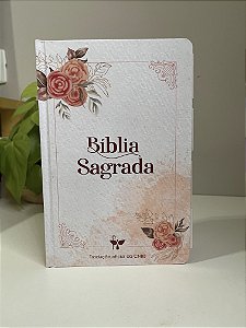 BÍBLIA ROSA FLORAL - LUXO COM ABAS