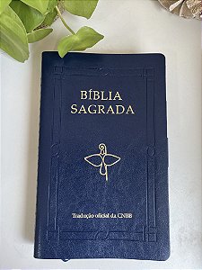BÍBLIA LETRA GRANDE AZUL MARINHO - LUXO COM ABAS