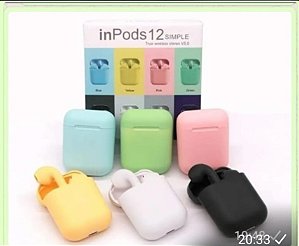 Fone bluetooth I12 colorido