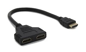 Cabo adaptador duplicador 1 HDMI macho para 2 HDMI fêmea