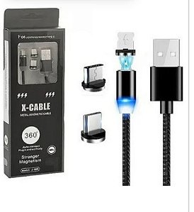 Cabo magnético com três garregadores V8, TC e iPhone Goldenultra