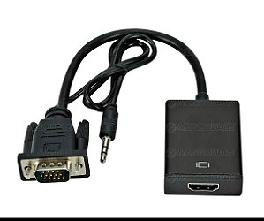 Adaptador HDMI para VGA com entrada de audio