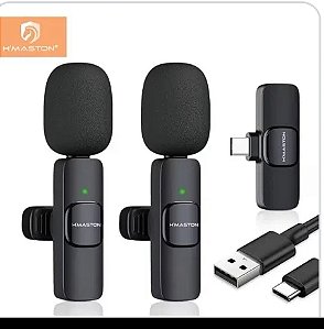 Fone bluetooth de lapela sem fio Hmaston com 2 microfones TC