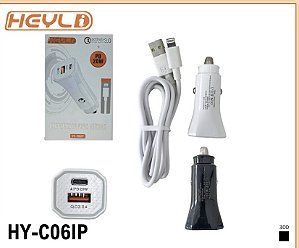 Carregador veicular completo turbo 20w IOS fonte saída TC e USB