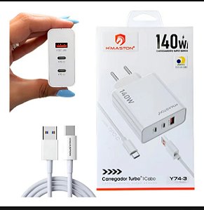 Carregador Hmaston turbo TC USB 140 W fonte com 3 opções de carregamento 3 saídas