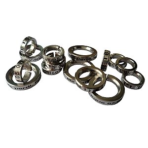 Anilhas Personalizadas para Marcação em Aço Inox Polido  Diâmetros de 9,0mm à 17,0mm