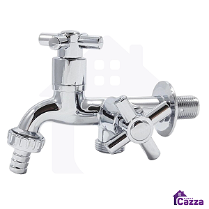 Torneira De Parede Tanque e Maquina Lavar 2 Saídas ABS Cromado