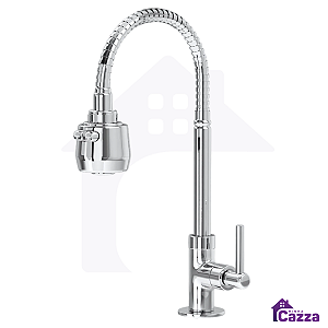Torneira De Cozinha Metal Inox Gourmet Flexível Bancada 2 Jatos 1/4 De Volta