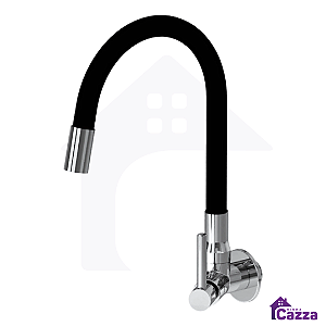Torneira De Cozinha Slim Flexível Parede Preta 1/4 De Volta