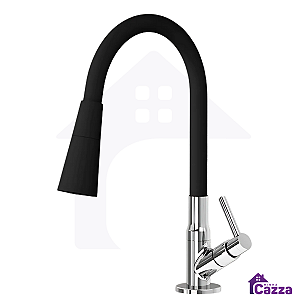 Torneira Para Cozinha De Bancada Mesa Pia Flexível Área Gourmet Preta 1/4 De Volta