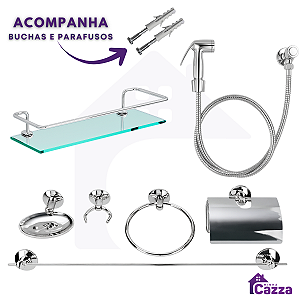 Combo Acessórios - 1 Kit Acessórios + 1 Porta Shampoo Reto + 1 Ducha Higiênica