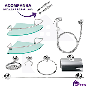 Kit banheiro completo 1 kit banheiro + 2 porta shampo canto + 1 ducha higienica