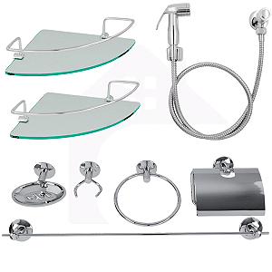 Kit banheiro completo 1 kit banheiro + 2 porta shampo canto + 1 ducha higienica cod213