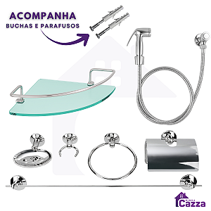 Combo Acessórios - 1 kit banheiro + 1 porta shampoo canto + 1 ducha higiênica