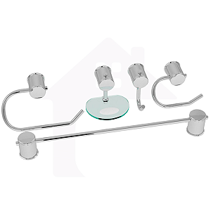 Kit Acessórios Para Banheiro 5 Peças Aço Inox Luxo cod01