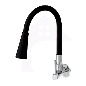 Torneira Flexível Gourmet Parede 2 Jatos Luxo Preta COD-1152-7