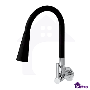 Torneira De Cozinha Flexível Silicone Parede 2 Jatos Luxo Preta 1/4 De Volta