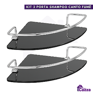 Kit 2 Porta Shampoo Canto Com Vidro Fumê