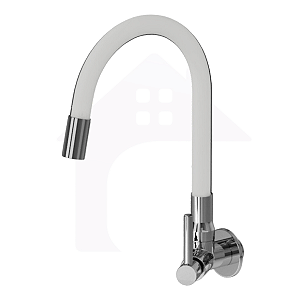 Torneira Flexível Slim Branca Parede 1/4v Cod 1140-8