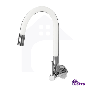 Torneira De Cozinha Flexível Slim Branca Parede 1/4 De Volta