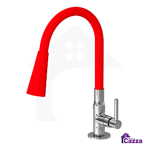 Torneira Para Cozinha De Bancada Mesa Pia Flexível Área Gourmet Vermelha 1/4 De Volta