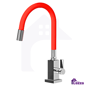 Torneira De Cozinha Slim Flexível Quadra Bancada Vermelha 1/4v