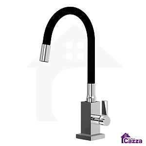 Torneira De Cozinha Slim Flexível Quadra Bancada Preto 1/4v