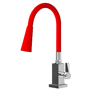 Torneira Gourmet Quadra Bancada Flexível Vermelho Duplo Jato COD-1127-7