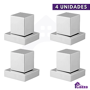 Kit 04 Acabamento Quadrado ABS Para Registro 1/2, 3/4 Cromado